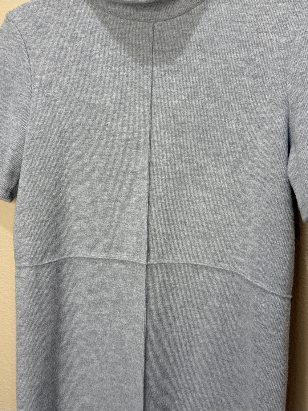 NEW Zara Cotton Blend Reverse Seam Short Sleeve Mini Dress - Grey - Picture 5 of 8